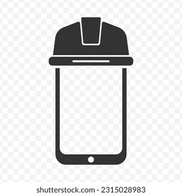 Vector illustration of smartphone project icon in dark color and transparent background(PNG).