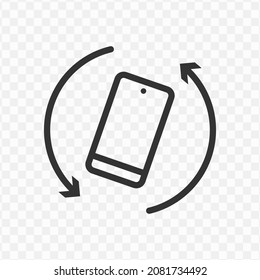 Vector illustration of smartphone rotation icon in dark color and transparent background(png).