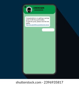 Vector illustration of smartphone, scam, cyber crime, internet crime, hoax and fraud. Concept of Cheating, Pranks, or Scams. Fraud People Makes Suspicious Call from Unknown Number on Smartphone.