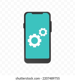 Vector illustration of smartphone settings icon sign and symbol. colored icons for website design .Simple design on transparent background (PNG).