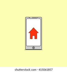 vector illustration smart-phone, for use in commercial food display campaign tool, with stylish retro design, icon