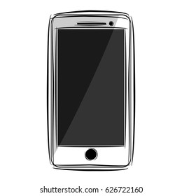 Vector Illustration  of smartphone white sketch with shadow tone. EPS8 .