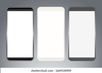 Vector illustration of smartphones with blank display.