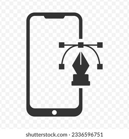 Vector illustration of smartphones for design icon in dark color and transparent background(PNG).