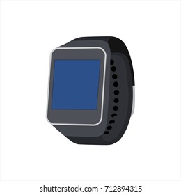Vector illustration smartwatch wearable computer accessory for time keeping and basic tasks wristwatch realistic black.