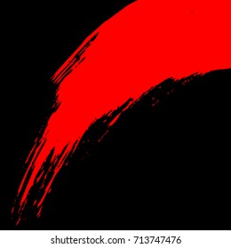 Vector illustration. Smear red paint on a black background