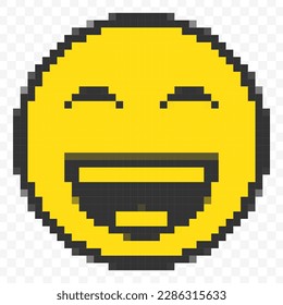 Vector illustration of smile  emoticons in a pixel art 8 bit video game style. Simple design on transparent background (PNG).