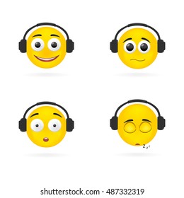 Vector illustration smile emotions headphones.