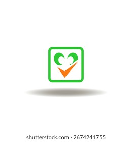 Vector illustration of smile face with check mark. Symbol of customer satisfaction.