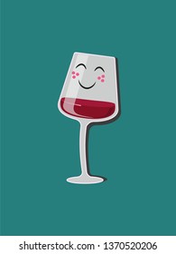 Vector illustration smile glass wine