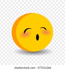 Vector illustration smile icon. Face emoji yellow icon. Smile cute funny emotion face on transparent background. Happy feelings, expression for message, sms. Cute funny smile yawning face.