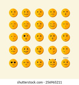 Vector illustration smile icon set  with different face. Flat Design