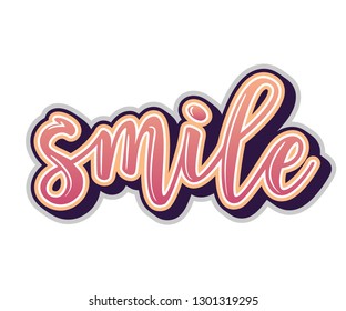 Vector illustration of a Smile Invitation. Greeting card with "Smile" inscription. Can be used for cards, flyers, posters, t-shirts.