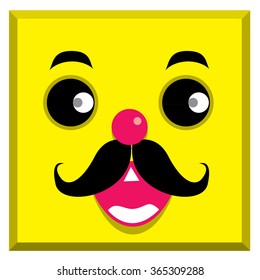 Vector illustration of smile, laugh and sad emoticon face