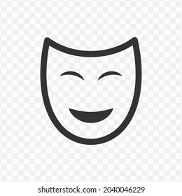 Vector illustration of smile mask icon in dark color and transparent background(png).