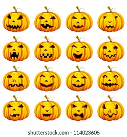 vector illustration of smiley collection of Halloween pumpkin