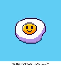 Vector Illustration of Smiley Egg with Pixel Art Design, perfect for game assets themed designs