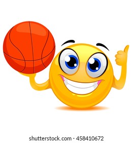 Vector Illustration of Smiley Emoticon holding Ball