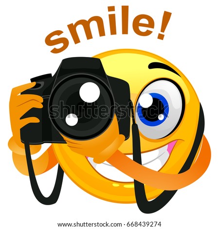 Download Vector Illustration Smiley Emoticon Photographer Holding ...
