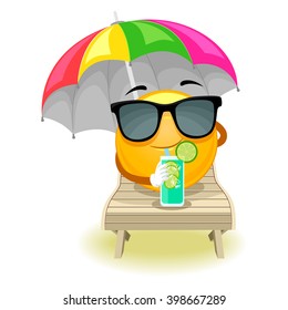 Vector Illustration of Smiley Emoticon sun bathing