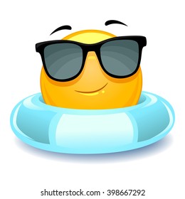 Vector Illustration of Smiley Emoticon wearing floater