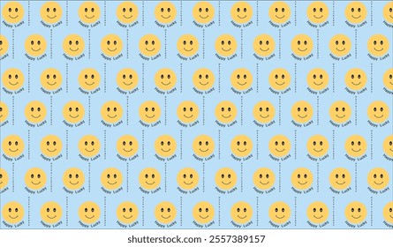 Vector illustration of a smiley face with lucky lettering for background, wallpaper, screen, texture background, fabric and screen printing.