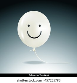 Vector illustration of Smiley face on festive white Balloons three dimension created with  illustrator.