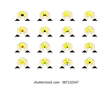 vector illustration of smiley faces on white background