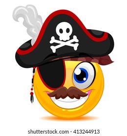 Vector Illustration Smiley Pirate Stock Vector (Royalty Free) 413244913 ...