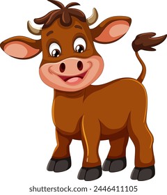 Vector illustration of a smiling, adorable cow