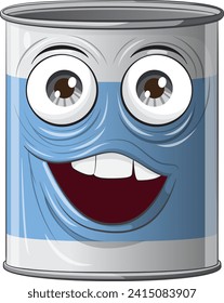 Vector illustration of a smiling animated paint can