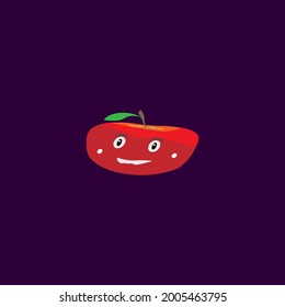 Vector illustration of a smiling apple face for an icon or something.