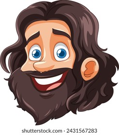 Vector illustration of a smiling bearded man