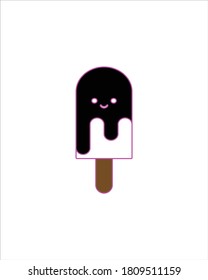 Vector illustration of smiling black and white ice cream design