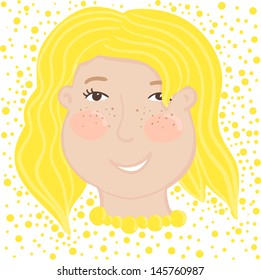 Vector illustration of smiling blond girl