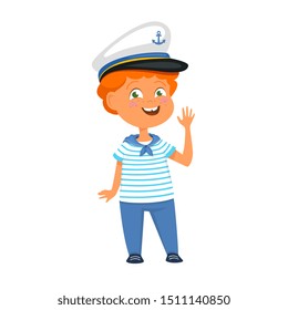 Vector illustration of smiling boy in costume of sailor 