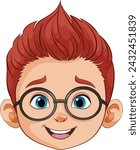 Vector illustration of a smiling boy with glasses