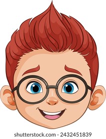 Vector illustration of a smiling boy with glasses