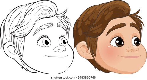Vector illustration of a smiling boy's face