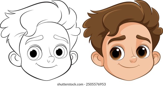 Vector illustration of a smiling boy's face