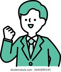 Ilustração vetorial de um homem de negócios sorridente posando com coragem