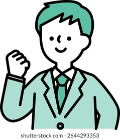 Ilustração vetorial de um homem de negócios sorridente posando com coragem