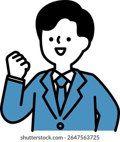 Vector illustration of a smiling businessman posing with guts