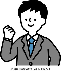 Vector illustration of a smiling businessman posing with guts