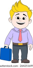 Vector illustration of a smiling cartoon businessman character with blonde hair