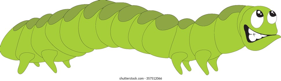 Vector illustration of a smiling cartoon caterpillar.