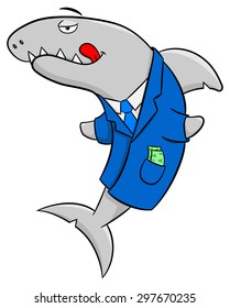 vector illustration of a smiling cartoon financial shark 