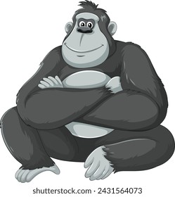 Ilustración vectorial de un gorila de dibujos animados sonriente