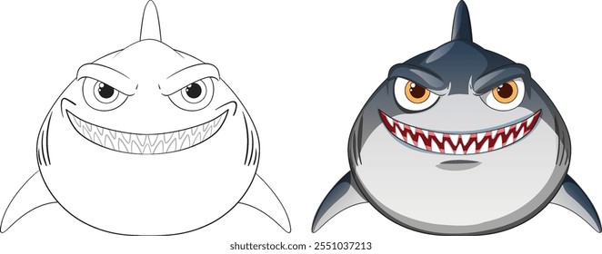 Ilustración vectorial de un tiburón de dibujos animados sonriente