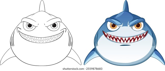 Vector illustration of a smiling cartoon shark